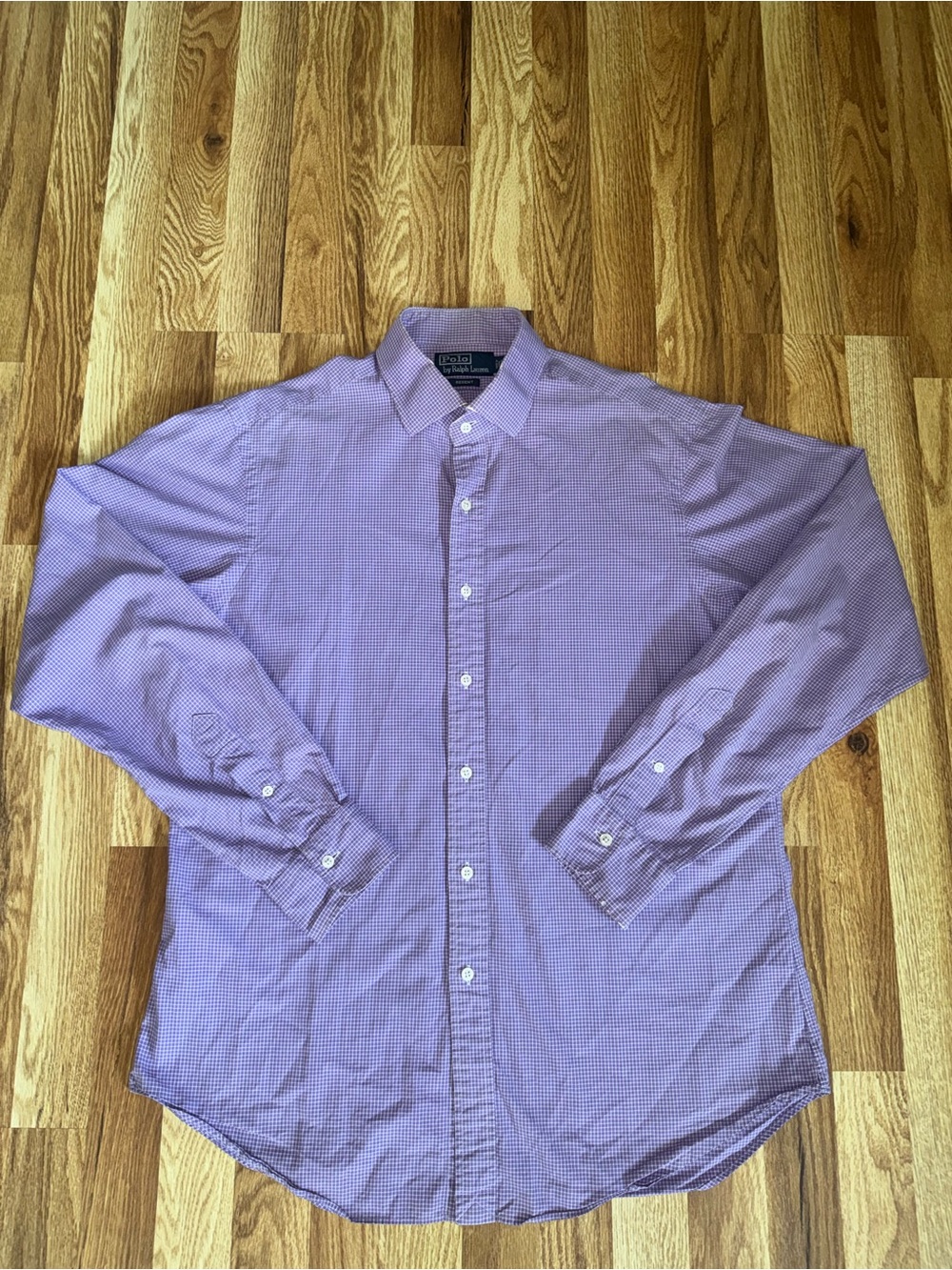 Polo Ralph Lauren Regent Purple & White Micro Check Button Down Shirt 16.5 36/37